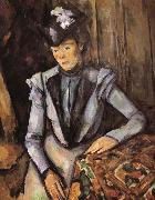 Paul Cezanne woman was wearing blue clothes Sweden oil painting reproduction